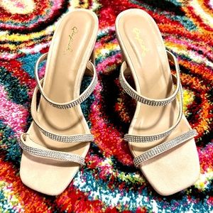 Qupid Nude Crystal Heels